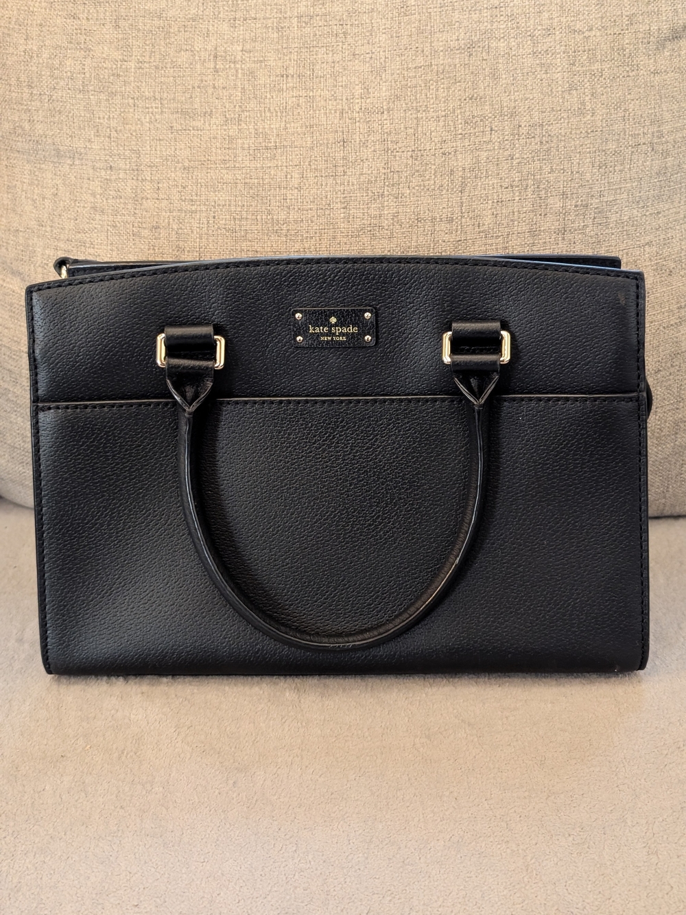kate spade Black Pebble Leather Satchel with Gold Hardware
